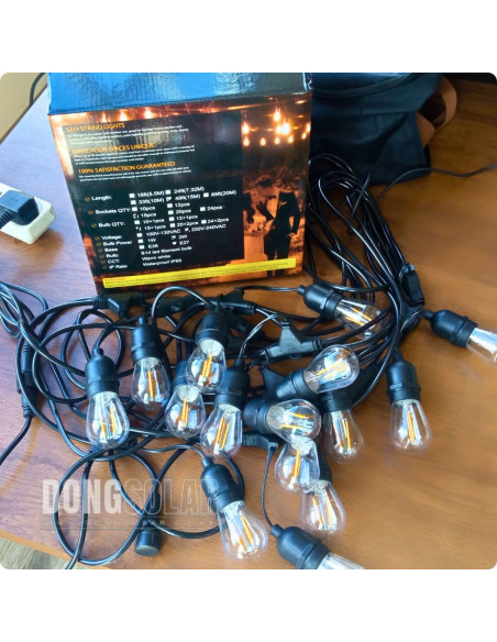 Electric String Lights 15m, 15 S14 2W Bulbs Warm White