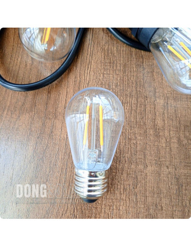 Electric String Lights 15m, 15 S14 2W Bulbs Warm White