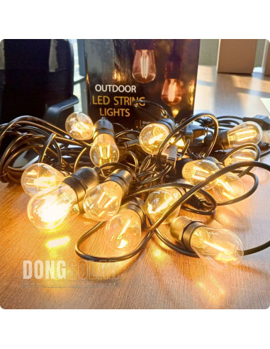Electric String Lights 15m, 15 S14 2W Bulbs Warm White