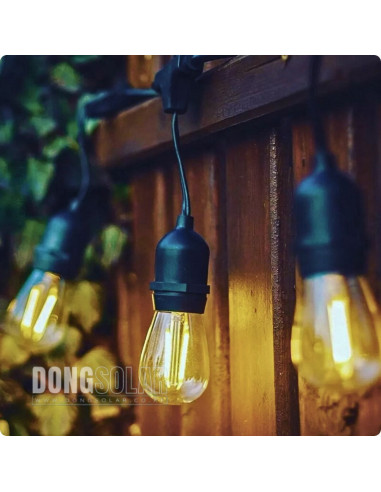 Electric String Lights 15m, 15 S14 2W Bulbs Warm White