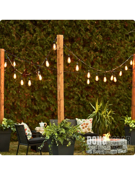Electric String Lights 15m, 15 ST64 4W Bulbs Warm White