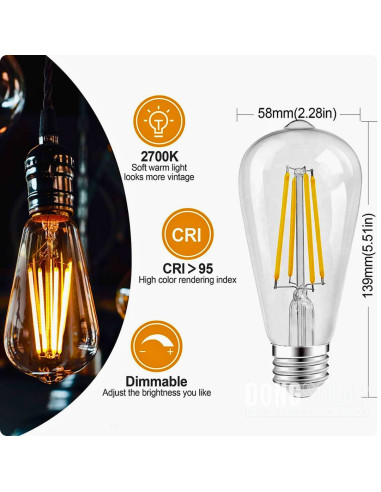 Electric String Lights 15m, 15 ST64 4W Bulbs Warm White