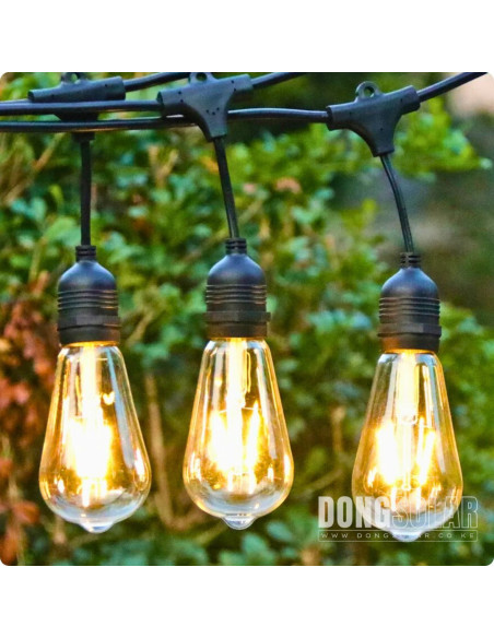 Electric String Lights 15m, 15 ST64 4W Bulbs Warm White