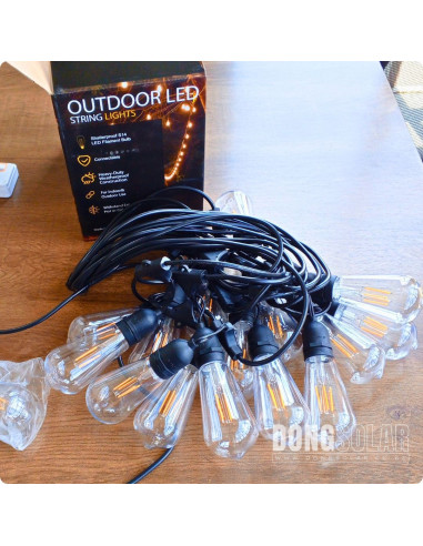 Electric String Lights 15m, 15 ST64 4W Bulbs Warm White