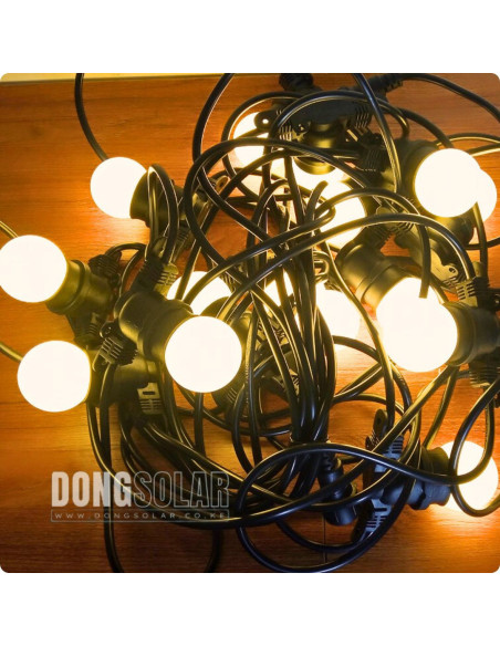 Solar String Lights 15m, 15 G45 Bulbs Warm White