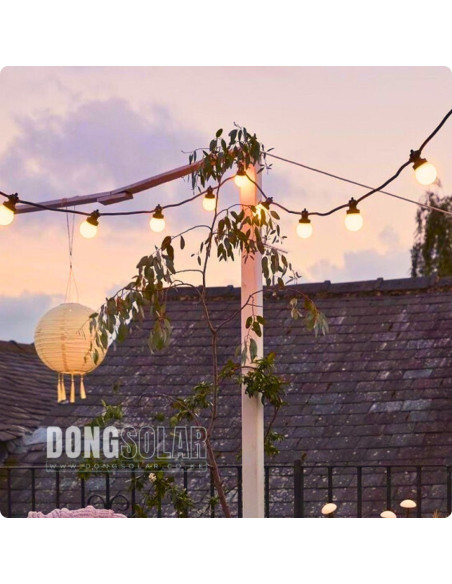 Solar String Lights 15m, 15 G45 Bulbs Warm White