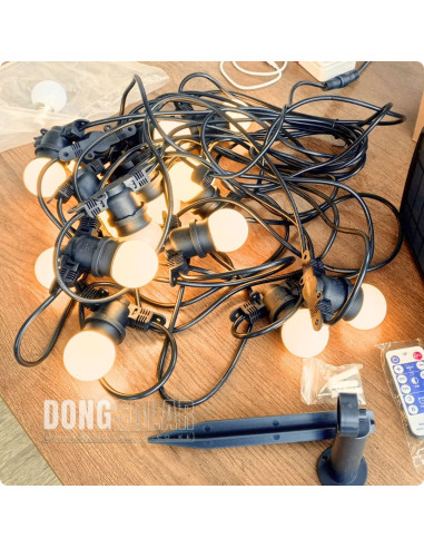 Solar String Lights 15m, 15 G45 Bulbs Warm White