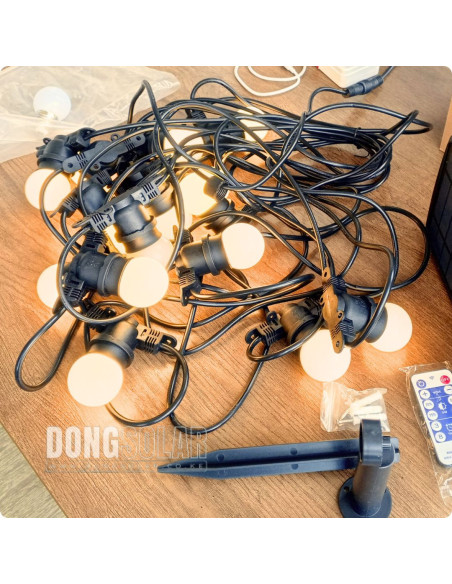 Solar String Lights 15m, 15 G45 Bulbs Warm White