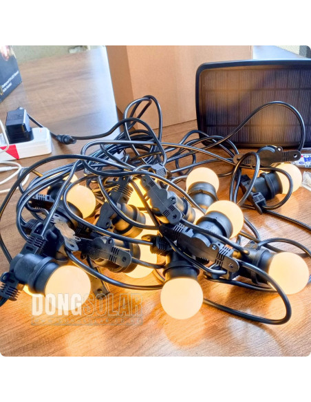 Solar String Lights 15m, 15 G45 Bulbs Warm White