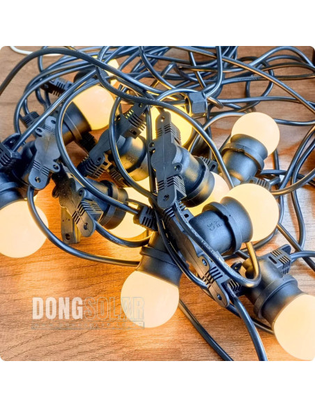 Solar String Lights 15m, 15 G45 Bulbs Warm White