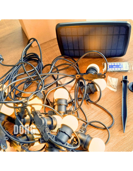 Solar String Lights 15m, 15 G45 Bulbs Warm White