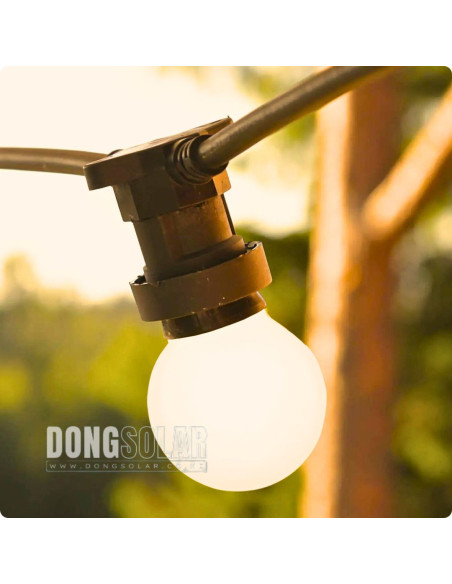 Solar String Lights 15m, 15 G45 Bulbs Warm White