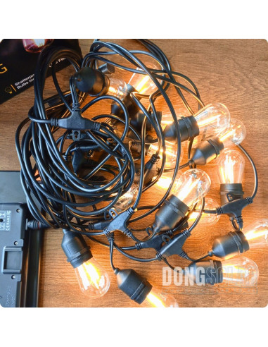 Solar String Lights 15m, 15 S14 Bulbs Warm White