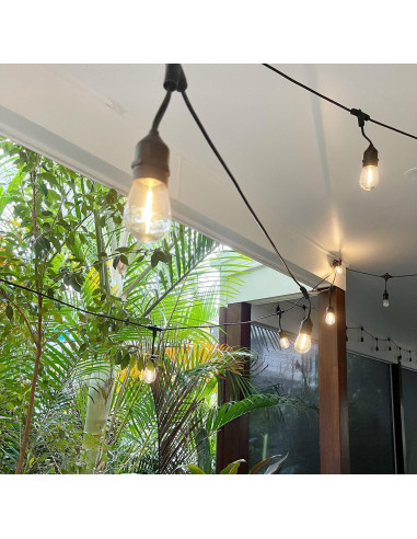 Solar String Lights 15m, 15 S14 Bulbs Warm White