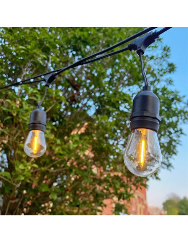 Solar String Lights 15m, 15 S14 Bulbs Warm White