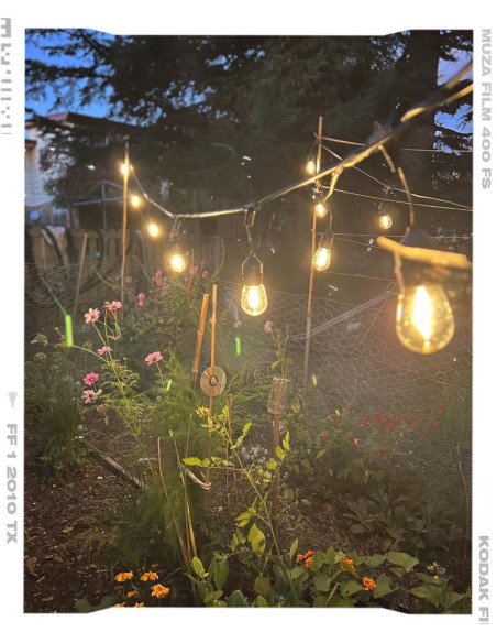 Solar String Lights 15m, 15 S14 Bulbs Warm White