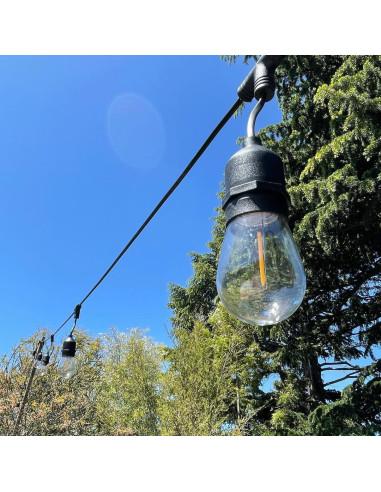 Solar String Lights 15m, 15 S14 Bulbs Warm White