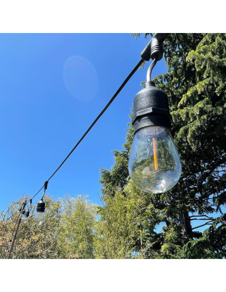 Solar String Lights 15m, 15 S14 Bulbs Warm White