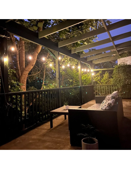 Solar String Lights 15m, 15 S14 Bulbs Warm White
