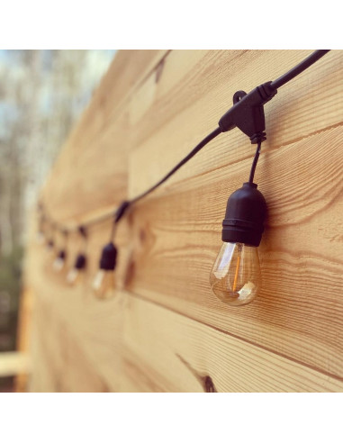 Solar String Lights 15m, 15 S14 Bulbs Warm White