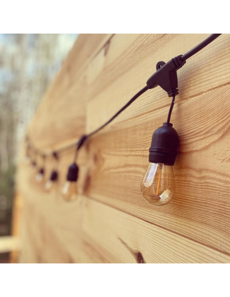 Solar String Lights 15m, 15 S14 Bulbs Warm White