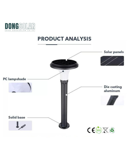 Solar Garden Bollard Light 15W CPD1102 Premium