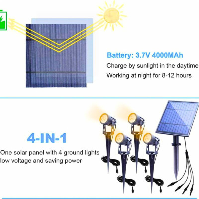 Solar Spot Light 4 Spot Lights Warm White