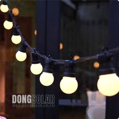 Solar G45 Bulb String Lights 15m 15Bulb Milky Warm White