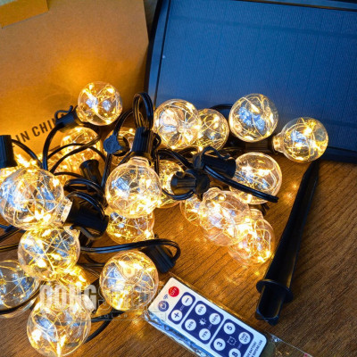 Solar G40 Copper Golden Warm White String Lights 7.62m 25Bulb