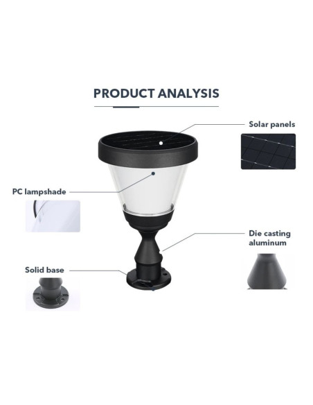 Solar Gate Pillar Light 15W ZTD2106 Premium