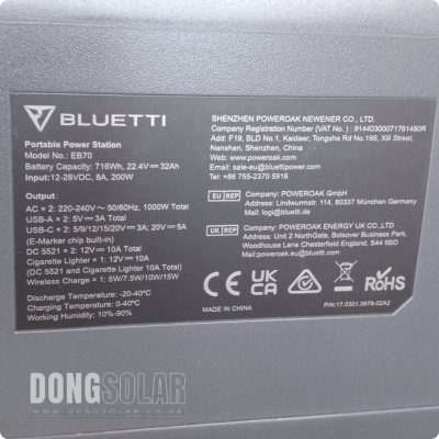 Bluetti 1000W Powerstation EB70 716Wh (Surge 1400W)
