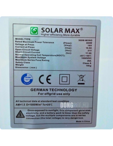 SOLARMAX 300w Solar Panel | 18V Mono