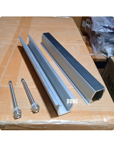 Solar Panel Clamp Set with 4 Mini Rails and 4 End Clamps for PV Mounting