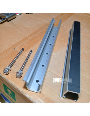 Solar Panel Clamp Set with 4 Mini Rails and 4 End Clamps for PV Mounting