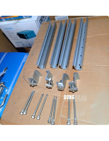 Solar Panel Clamp Set with 4 Mini Rails and 4 End Clamps for PV Mounting