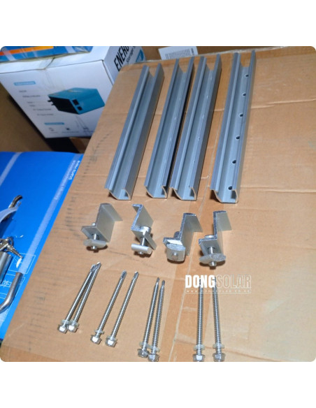 Solar Panel Clamp Set with 4 Mini Rails and 4 End Clamps for PV Mounting