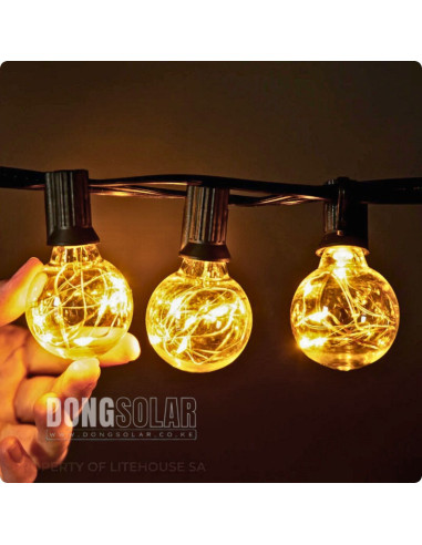 Solar String Copper Lights 7.62m, 25 G40 Bulbs│Warm White