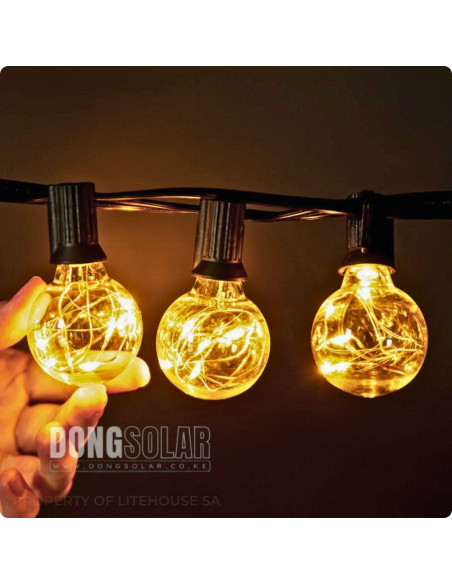 Solar String Copper Lights 7.62m, 25 G40 Bulbs│Warm White