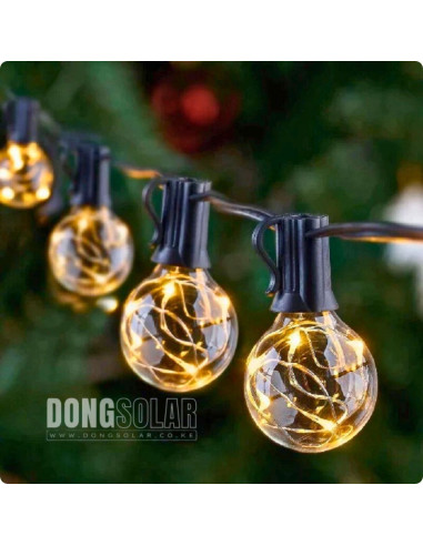 Solar String Copper Lights 7.62m, 25 G40 Bulbs│Warm White