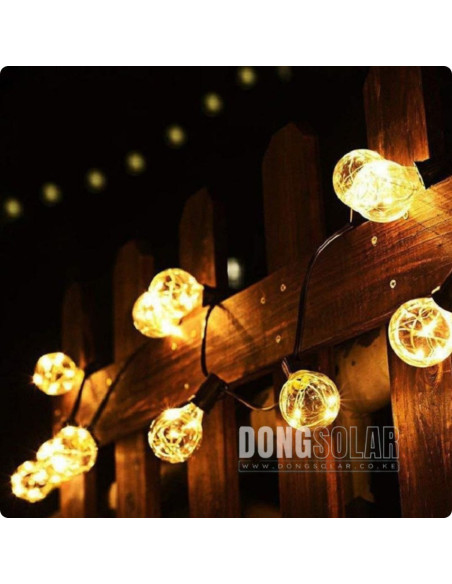 Solar String Copper Lights 7.62m, 25 G40 Bulbs│Warm White