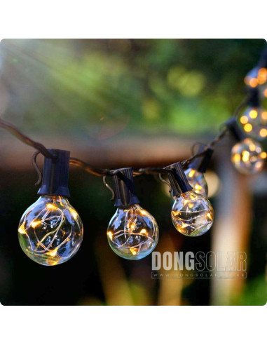 Solar String Copper Lights 7.62m, 25 G40 Bulbs│Warm White
