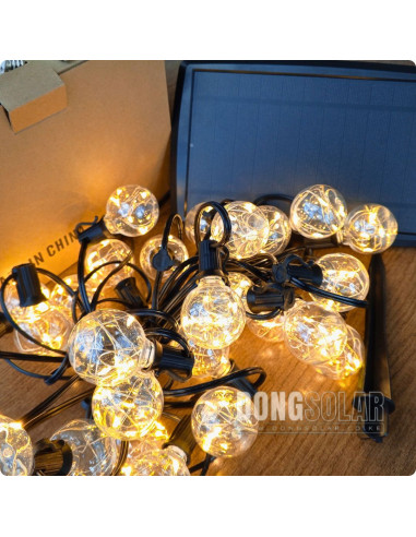 Solar String Copper Lights 7.62m, 25 G40 Bulbs│Warm White