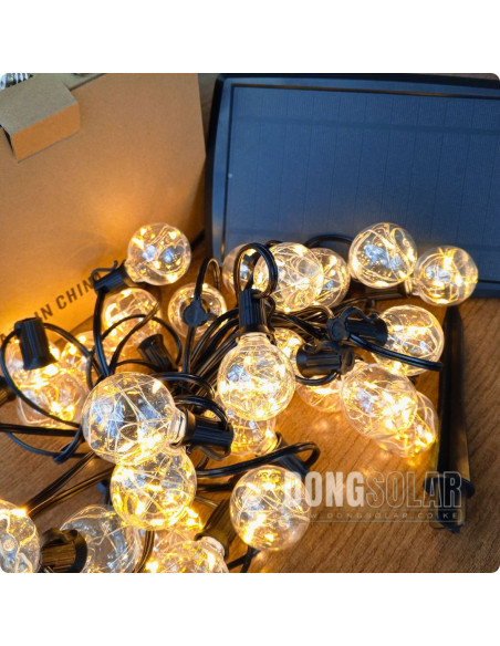 Solar String Copper Lights 7.62m, 25 G40 Bulbs│Warm White