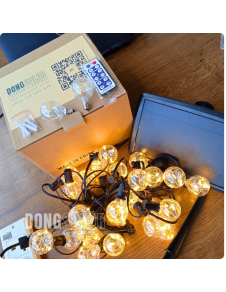 Solar String Copper Lights 7.62m, 25 G40 Bulbs│Warm White