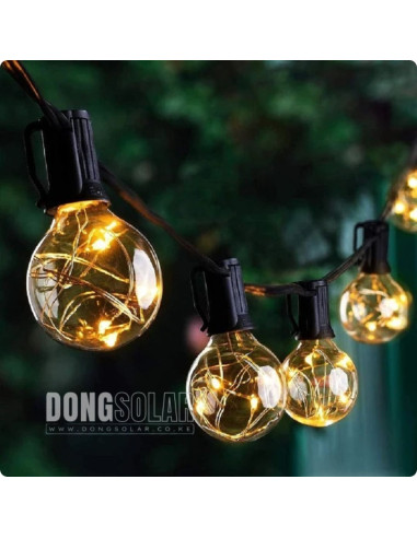 Solar String Copper Lights 7.62m, 25 G40 Bulbs│Warm White