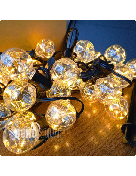 Solar String Copper Lights 7.62m, 25 G40 Bulbs│Warm White