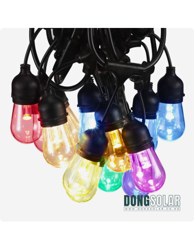 Solar String Lights 15m, 15 S14 Bulbs RGBW