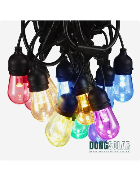 Solar String Lights 15m, 15 S14 Bulbs RGBW