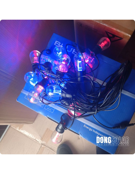Solar String Lights 15m, 15 S14 Bulbs RGBW