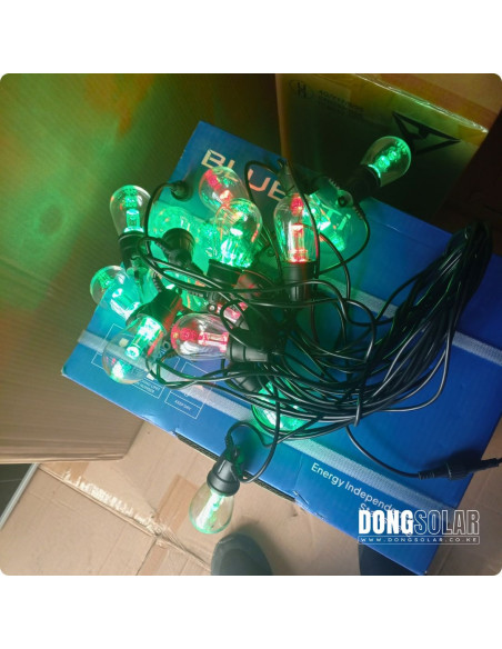 Solar String Lights 15m, 15 S14 Bulbs RGBW